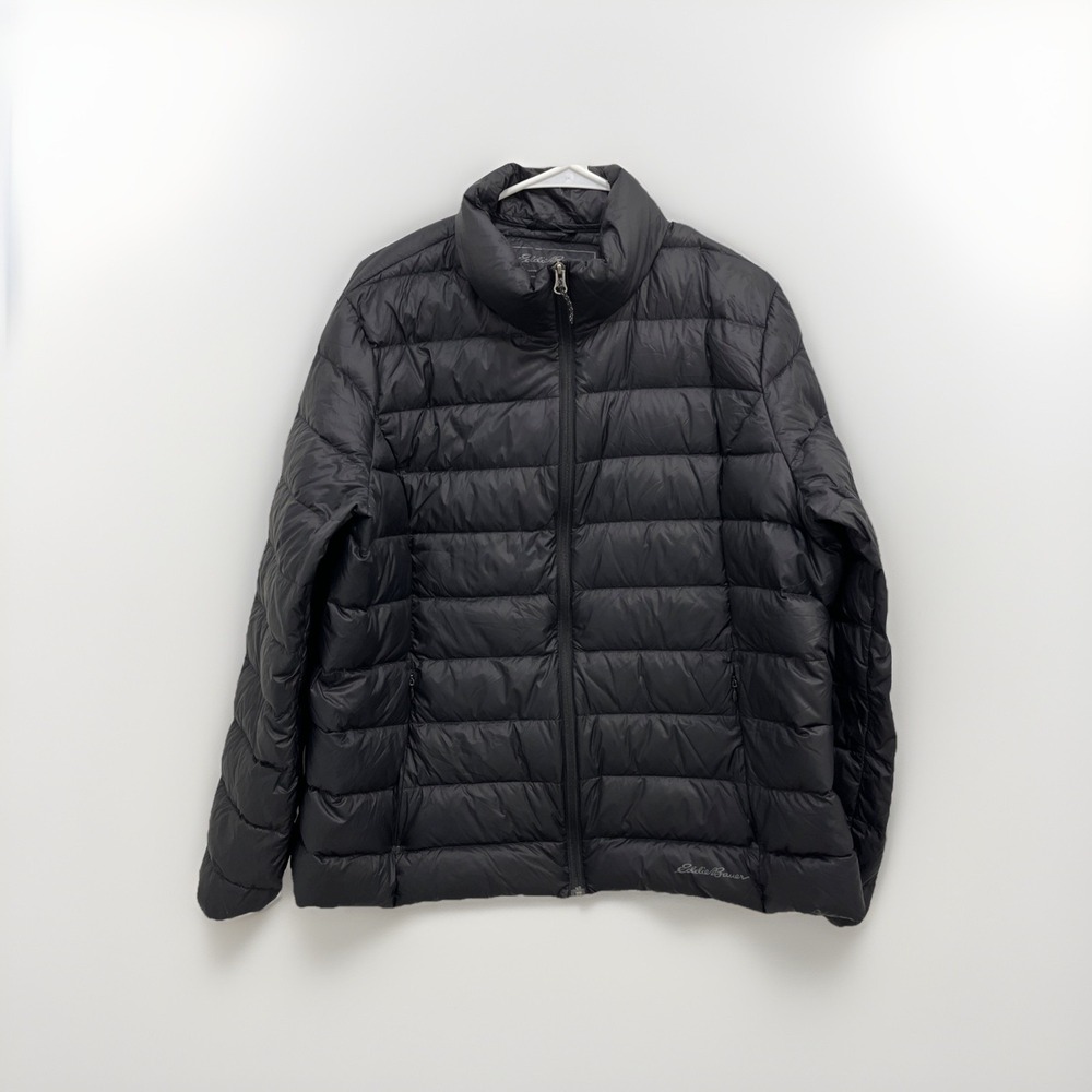 Eddie Bauer Goose Down Puffer Jacket EB650 Women 2XL Wide Channel Black Packable